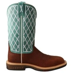 Twisted X Ladies Tobac 11` Turquoise Alloy Toe Square Toe Work Boot 9 Twisted X Ladies Tobac 11` Turquoise Alloy Toe Square Toe Work Boot -Western Cowboy Store WXBA002 4