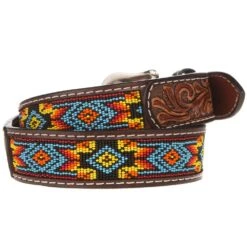 Western Fashion Mens Beaded Belt -Western Cowboy Store XIBB100 1