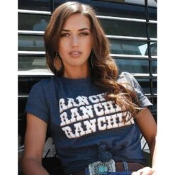 Cruel Girl Womens Navy Short Sleeve Ranchin Tee